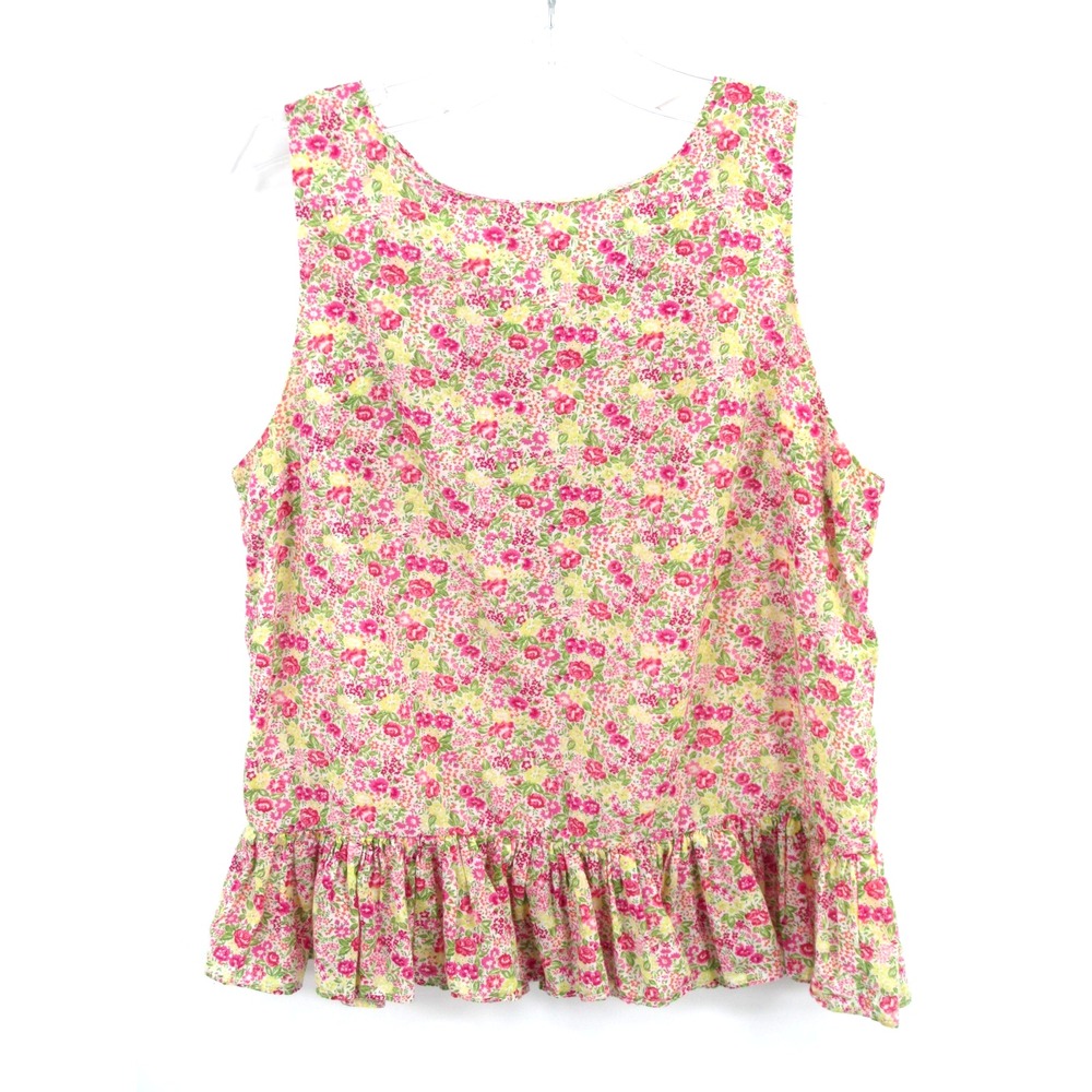 Ralph Lauren Girls 14 Floral Babydoll Sleeveless Top Pink Boho Ruffle Summer